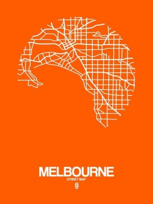 NAXART Studio - Melbourne Street Map Orange