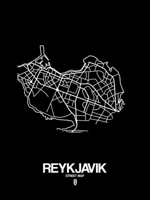 NAXART Studio - Reykjavik Street Map Black