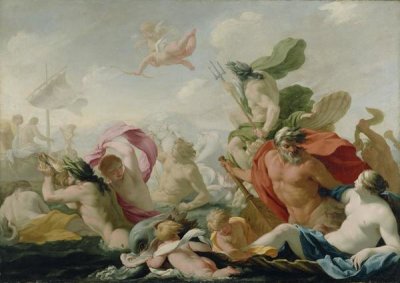 Eustache Le Sueur - Marine Gods Paying Homage to Love