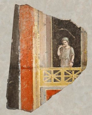 Unknown 1st Century Roman Artisan - Fresco Fragment:  Woman on a Balcony