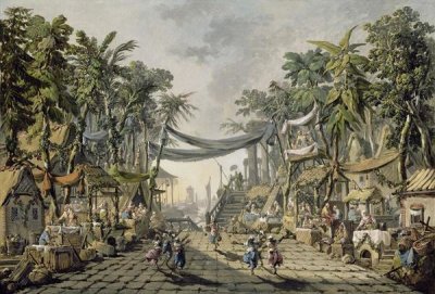 Jean-Baptiste Pillement - Market Scene in an Imaginary Oriental Port