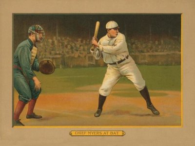 American Tobacco Company - Chief Myers at Bat, Baseball Card, 1911