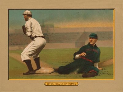 American Tobacco Company - Trying to Catch Him Napping, Baseball Card