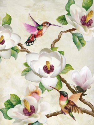 Terry Wang - Magnolia and Humming Birds