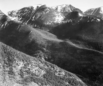 Ansel Adams - Hills and mountains, in Rocky Mountain National Park, Colorado,  ca. 1941-1942