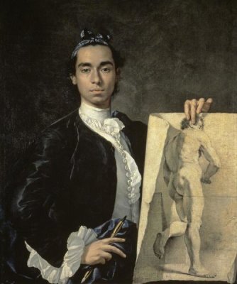 Luis Egidio Melendez - Custom Crop - Portrait of The Artist Holding a Life Study