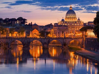 Anonymous - Night view at St. Peter's cathedral, Rome