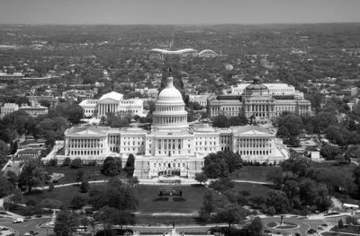 Carol Highsmith - Aerial view, United States Capitol building, Washington, D.C. - Black and White Variant