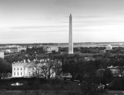 Carol Highsmith - Dawn over the White House, Washington Monument, and Jefferson Memorial, Washington, D.C. - Black and White Variant
