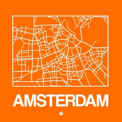 NAXART Studio - Orange Map of Amsterdam