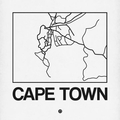 NAXART Studio - White Map of Cape Town
