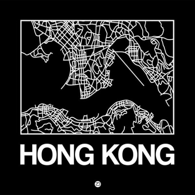 NAXART Studio - Black Map of Hong Kong