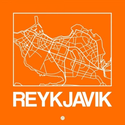 NAXART Studio - Orange Map of Reykjavik