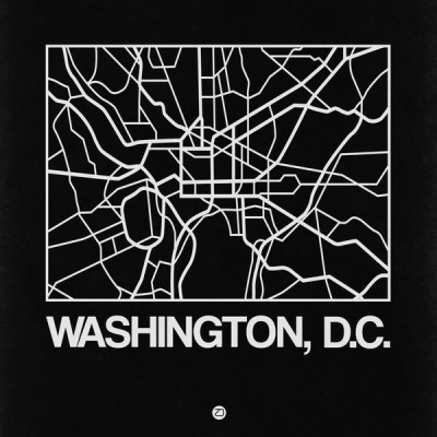 NAXART Studio - Black Map of Washington, D.C.