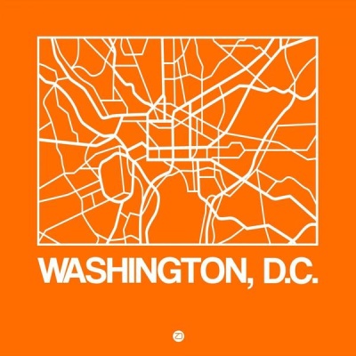 NAXART Studio - Orange Map of Washington, D.C.