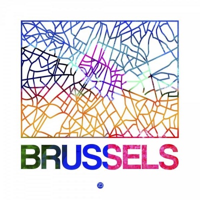 NAXART Studio - Brussels Watercolor Street Map