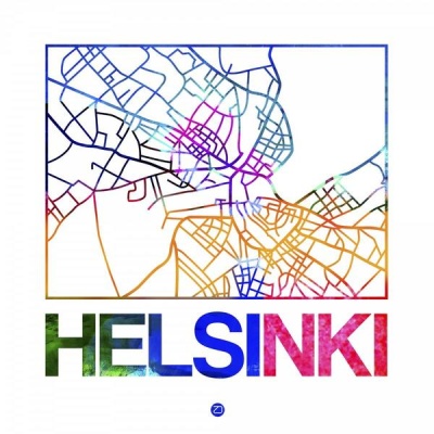 NAXART Studio - Helsinki Watercolor Street Map