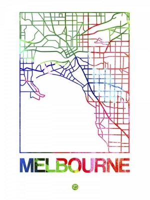 NAXART Studio - Melbourne Watercolor Street Map