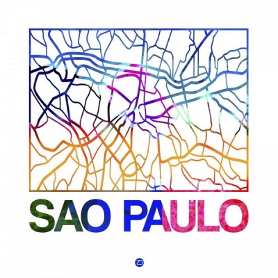 NAXART Studio - Sao Paulo Watercolor Street Map