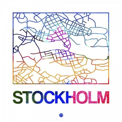 NAXART Studio - Stockholm Watercolor Street Map