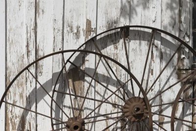 Carol Highsmith - Old wagon wheels against a shed in Buffalo Gap Historic Village, near Abilene, TX