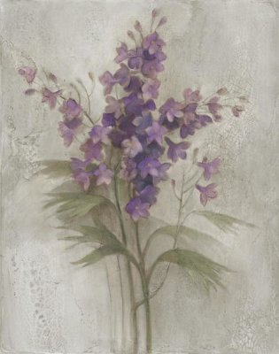 Albena Hristova - Purple Larkspur Garden on Grey