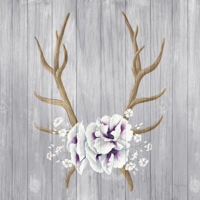 Elyse DeNeige - Antlers and Poppies I Sq