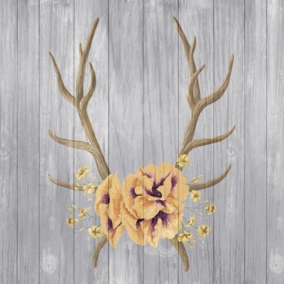 Elyse DeNeige - Antlers and Poppies I Sq Spice