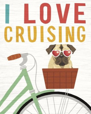 Michael Mullan - Beach Bums Pug Bicycle I Love