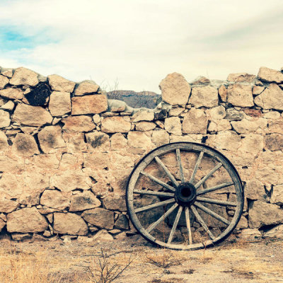 Carol Highsmith - Desert Ruins: Stone Fence and Wagon Wheel