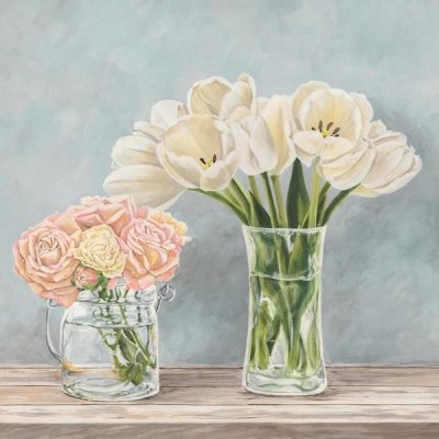 Remy Dellal - Fleurs et Vases Aquamarine I