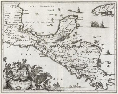 A Montanus - Mexico, Yucatan Peninsula and Central America, 1673