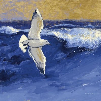 Shirley Novak - Seagulls with Gold Sky II