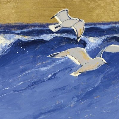 Shirley Novak - Seagulls with Gold Sky III