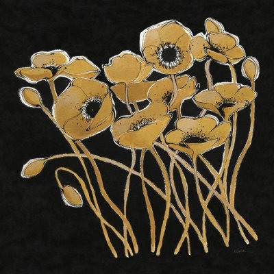 Shirley Novak - Gold Black Line Poppies I v2