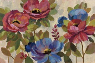 Silvia Vassileva - Coral and Blue Flowers