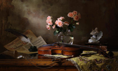 Andrey Morozov - Still Life With Violin And Roses