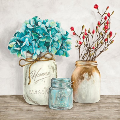 Jenny Thomlinson - Floral composition with Mason Jars I