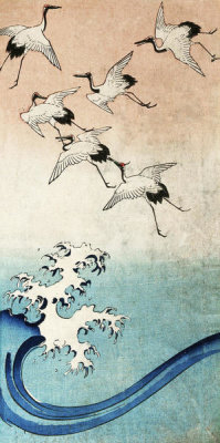 Ando Hiroshige - Cranes Flying (detail)