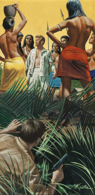 Mort Kunstler - Village of Amazon Man Snatchers