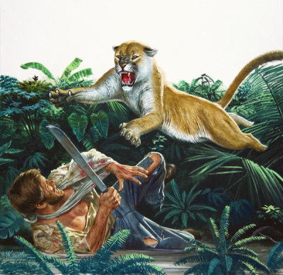 Mort Kunstler - Cougar Attack