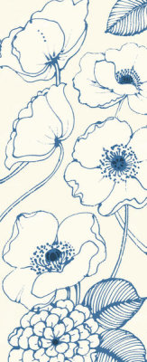Wild Apple Portfolio - Pen and Ink Flowers on cream Panel III