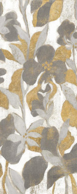 Silvia Vassileva - Painted Tropical Screen II Gray Gold Crop