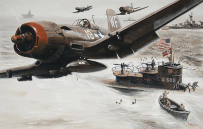 Mort Kunstler - The Capture of U-Boat 505