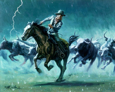 Mort Kunstler - Lightning Stampede