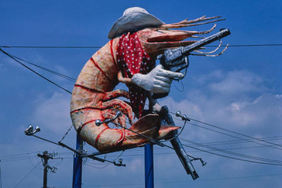 John Margolies - Christie's Restaurant sign, cowboy shrimp, Houston, Texas