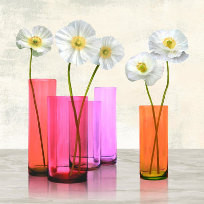 Cynthia Ann - Poppies in crystal vases (Purple I)