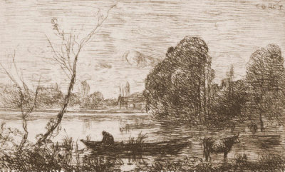 Jean-Baptiste-Camille Corot - Boatman on Pond, 1862
