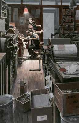 Mort Kunstler - Trouble at the Printer