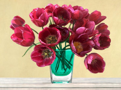 Andrea Antinori - Red Tulips in a Glass Vase